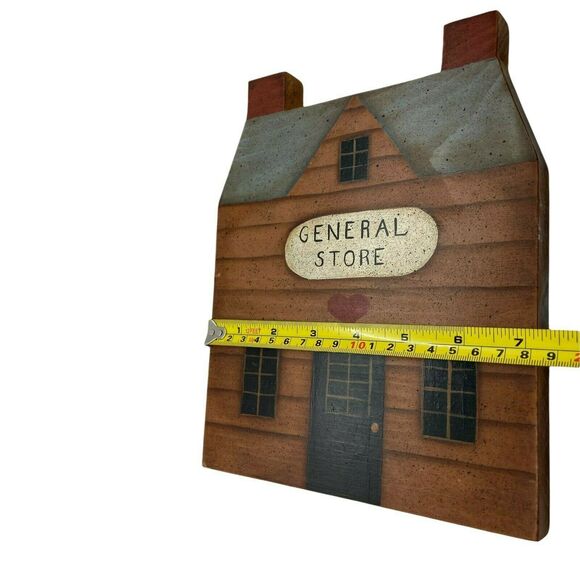 General Store Decor Small Town Vintage Brown Gray Primitive Wood Block Sign 9" - Picture 7 of 14